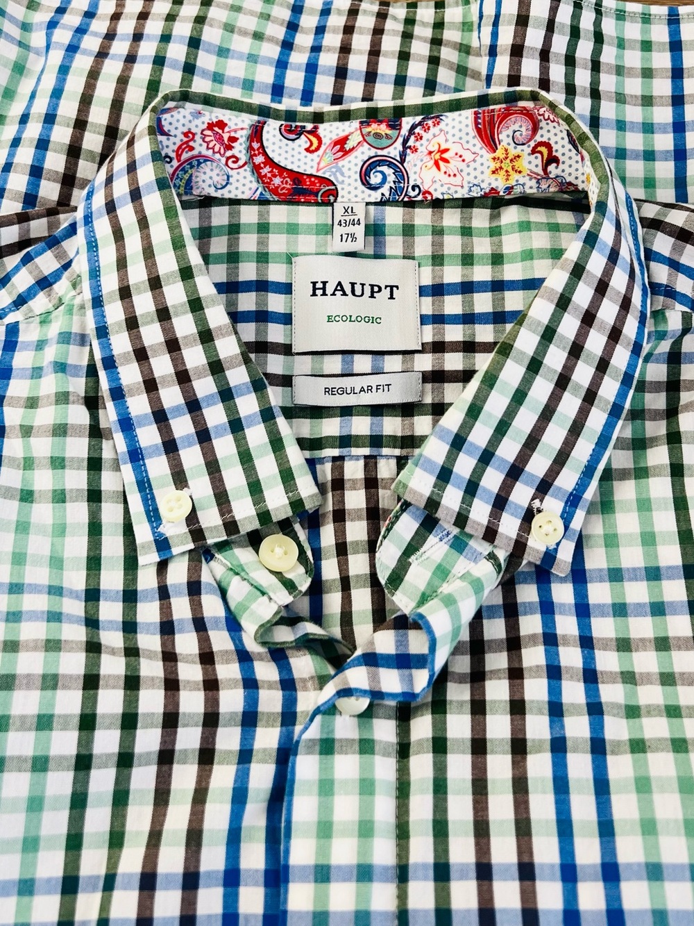 Haupt Regular Fit Green Blue Black Check Button Down Shirt